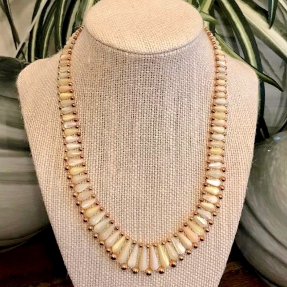 MOP & Gold-Tone Bead Necklace